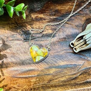 Honey Dahlia Heart Necklace 925 Sterling Silver Southwestern